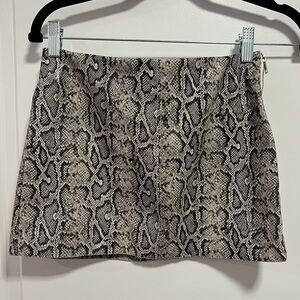 Snake Print Faux Leather Mini Skirt Statement High Rise Zip Side S